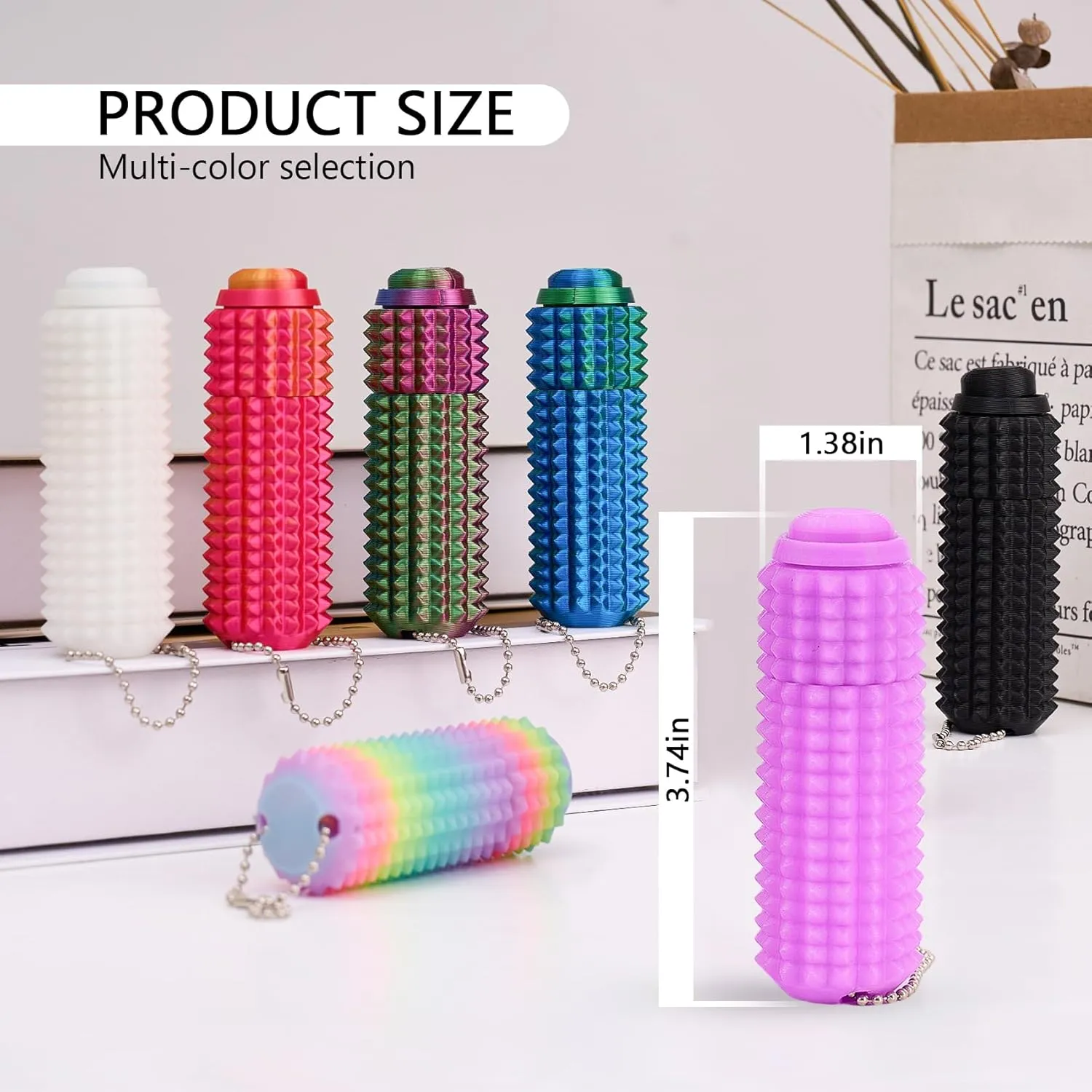 Button Click,Spinners,Pain Stim,3-in-1 Design of Little Ouchies Fidget Toy with Keychain,Spiky Toys Stress Relief for Adults