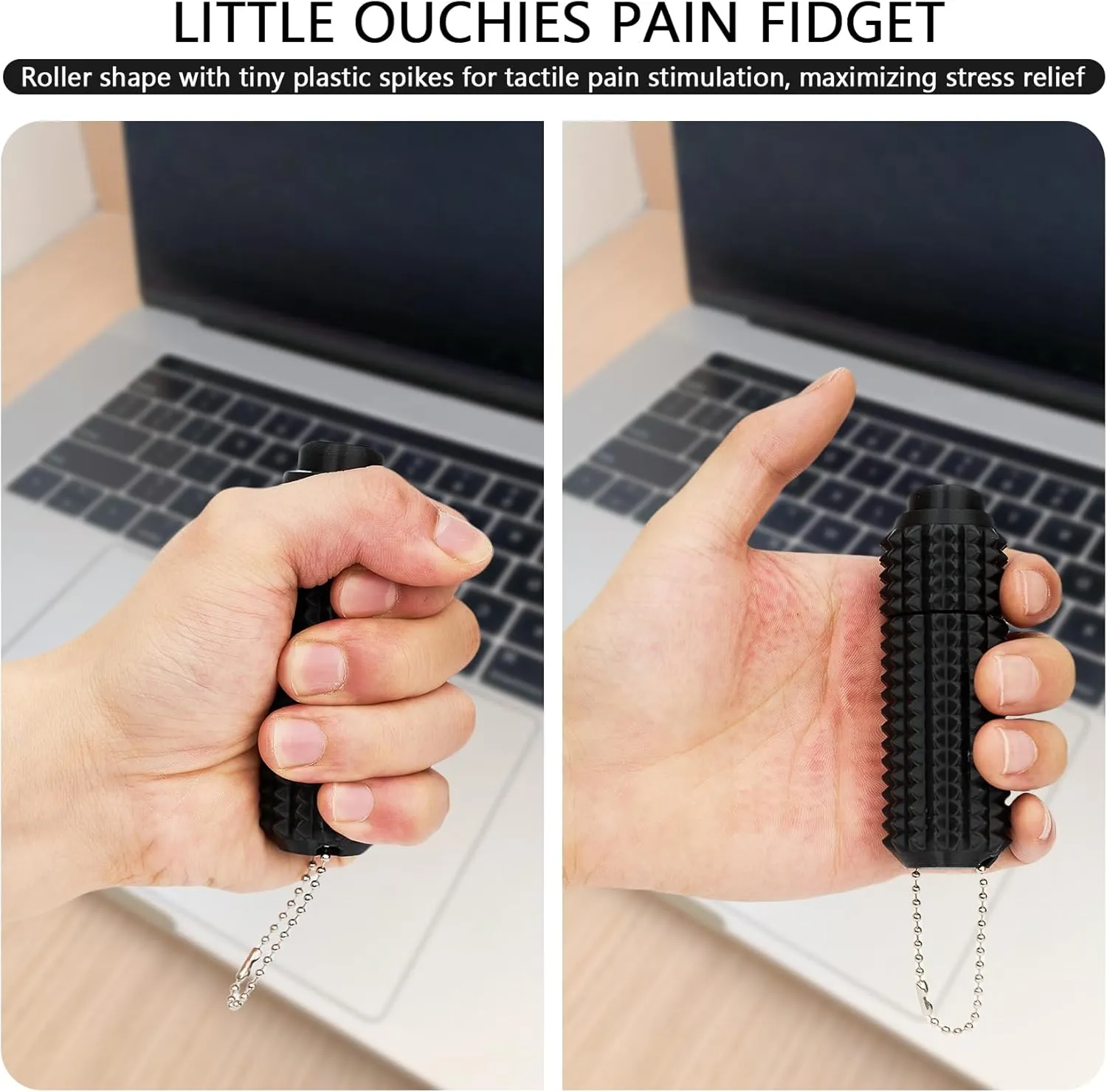 Button Click,Spinners,Pain Stim,3-in-1 Design of Little Ouchies Fidget Toy with Keychain,Spiky Toys Stress Relief for Adults
