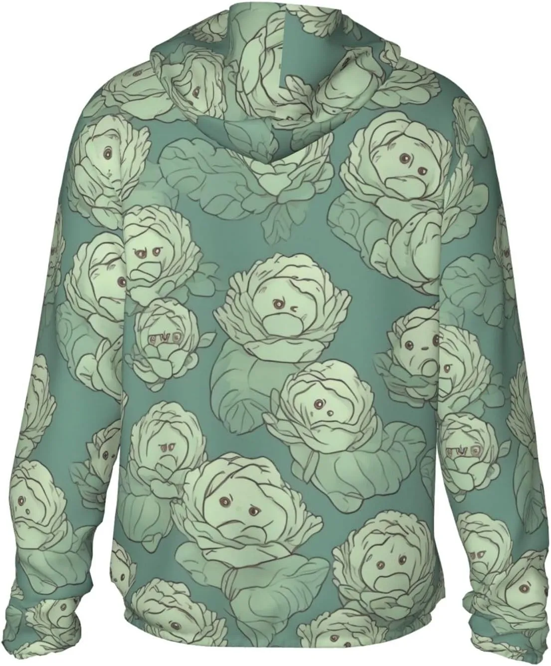 Cabbage Pattern Sun Protection Hoodie Jacket Full Zip Long Sleeve Fishing Shirts With Pockets Sun Shirts