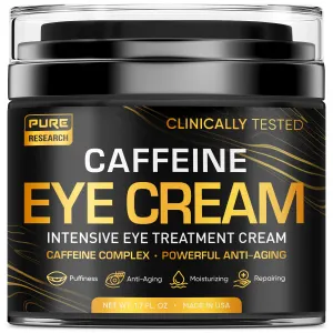 Caffeine Eye Cream For Anti Aging, Dark Circles, Bags, Puffiness. Great Under Eye Skin   Face Tightening, Eye Lift Treatment For Men & Women 1.7oz