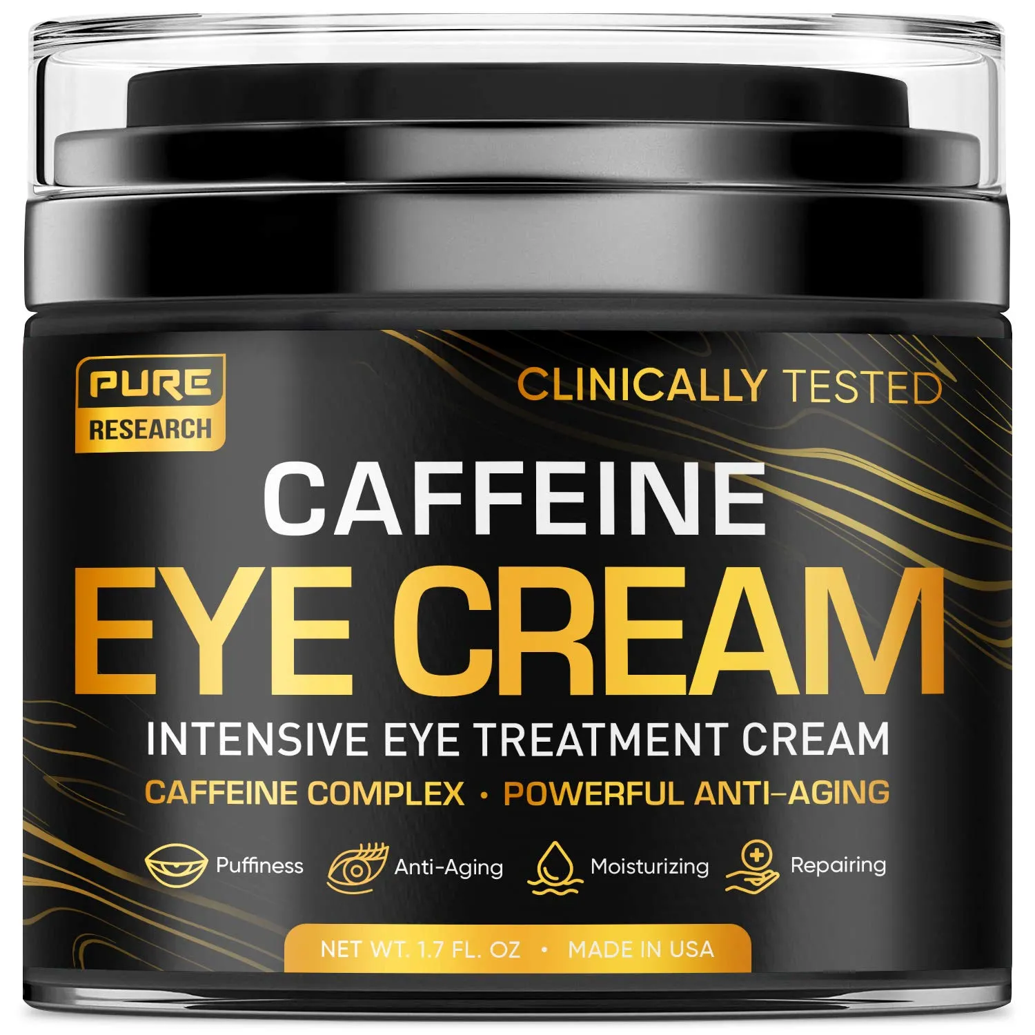Caffeine Eye Cream For Anti Aging, Dark Circles, Bags, Puffiness. Great Under Eye Skin   Face Tightening, Eye Lift Treatment For Men & Women 1.7oz