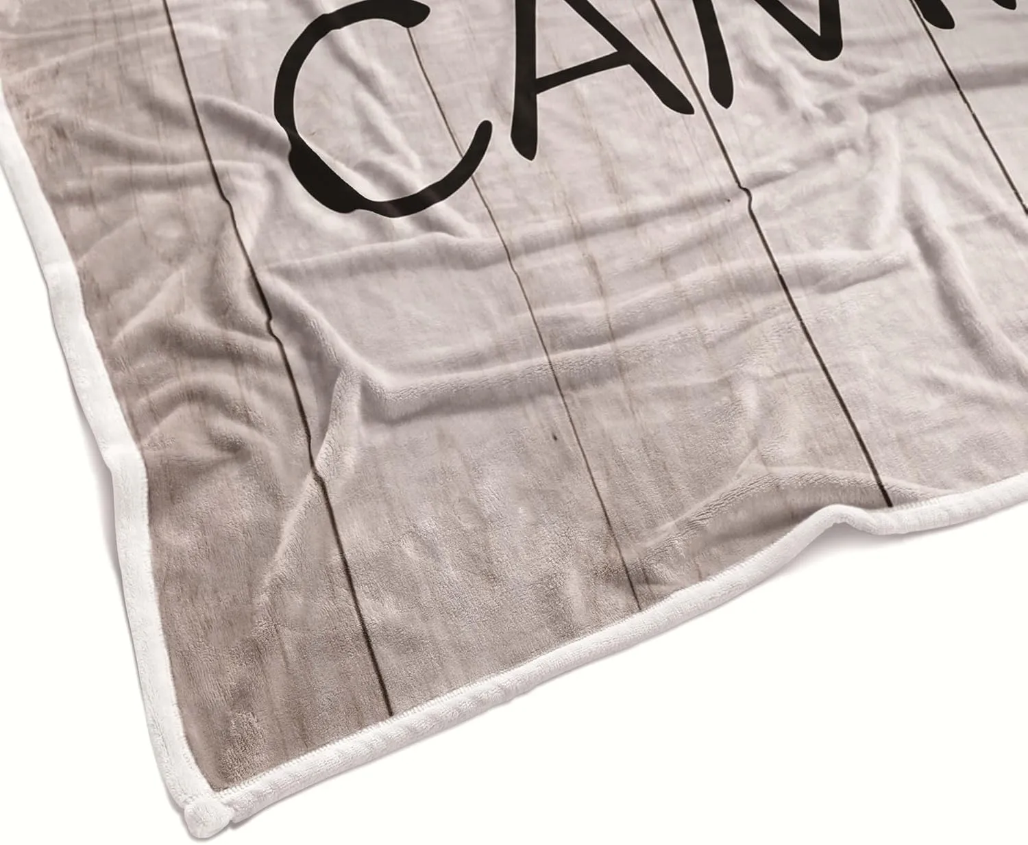 Camping Throw Blanket, Camping Gifts for Camper Outdoor Travel Trailer Blanket, Super Soft Comfy Fleece Flannel Throws Blankets for Couch Bed Sofa Living Room Bedroom Decor Beige 50x60 Inch