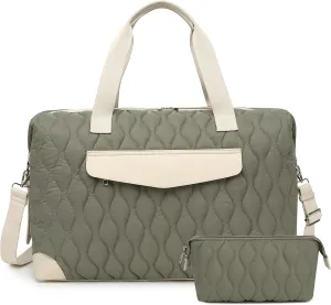 CAMTOP Weekender Tote Bags for Women, Personal Item Travel Bag Puffy Quilted Carry On Overnight Bag with Makeup Bag