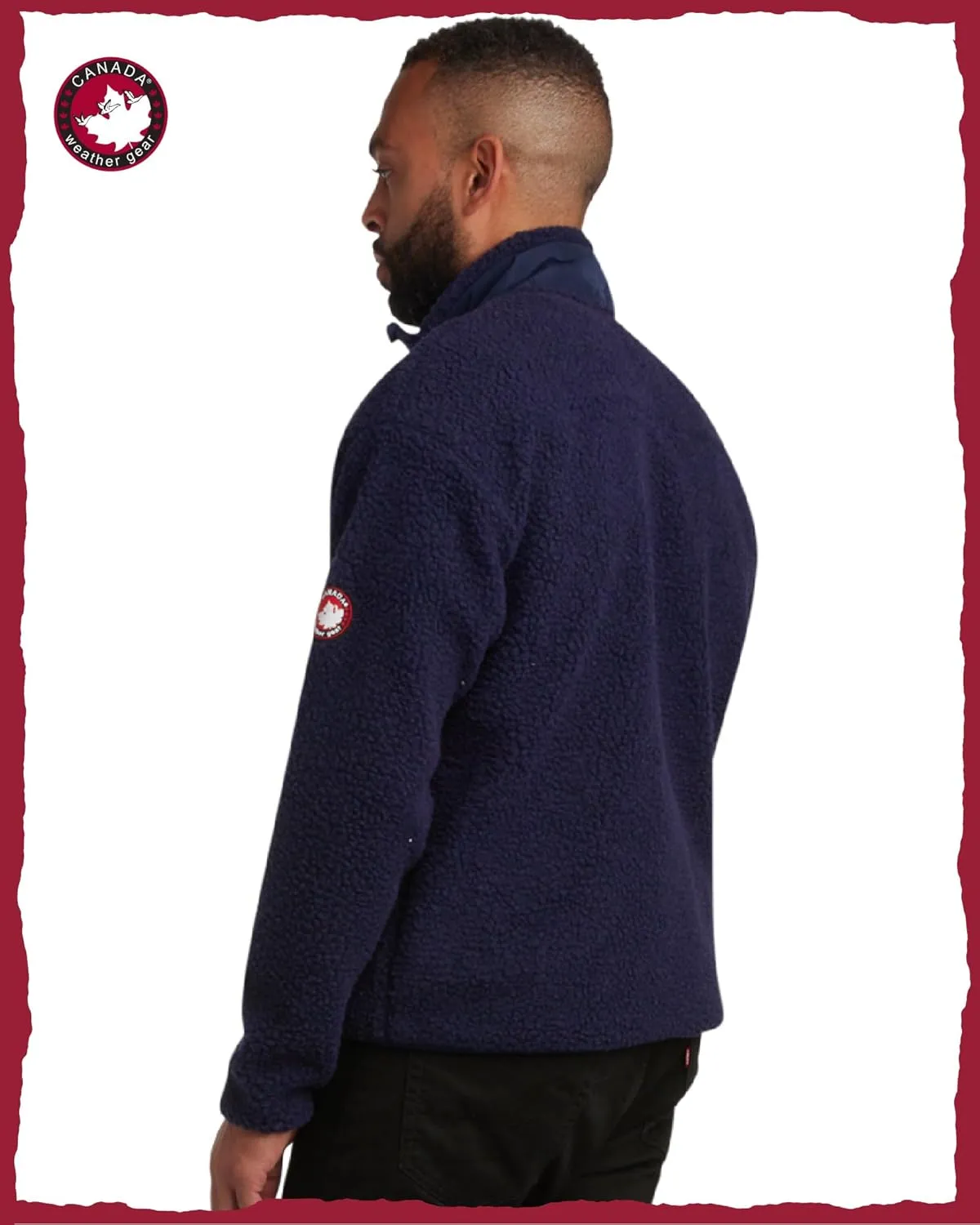 CANADA WEATHER GEAR Men's Fleece Jacket - Sherpa Lined Zip Up Jacket with Nylon Panels - Warm Outdoor Jackets for Men (M-XXL)