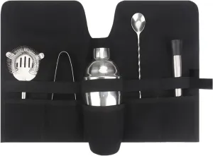 Canvas Bartender Travel Kit - Professional Bartender Roll Strap Mixology Cocktail Set Bar Tools Carry Bag (Black)