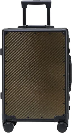 Carbon Fiber Carry-on Luggage TSA Customs Lock Zipperless Silent Rotary Wheel Business Suitcase Aluminum Frame (3K dark gold, 20 '')
