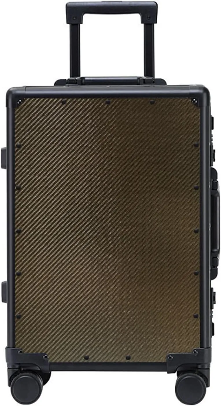 Carbon Fiber Carry-on Luggage TSA Customs Lock Zipperless Silent Rotary Wheel Business Suitcase Aluminum Frame (3K dark gold, 20 '')