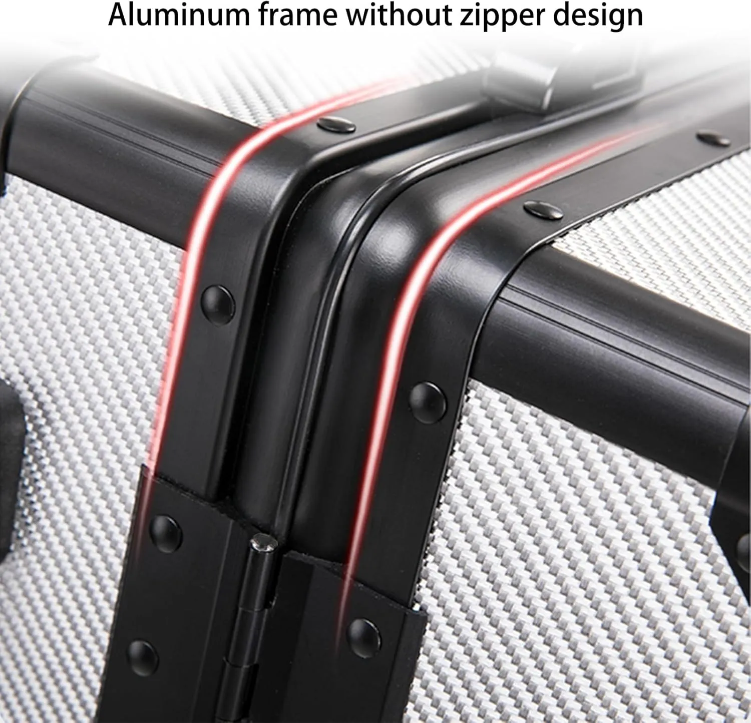 Carbon Fiber Carry-on Luggage TSA Customs Lock Zipperless Silent Rotary Wheel Business Suitcase Aluminum Frame (trellis design black, 20 '')