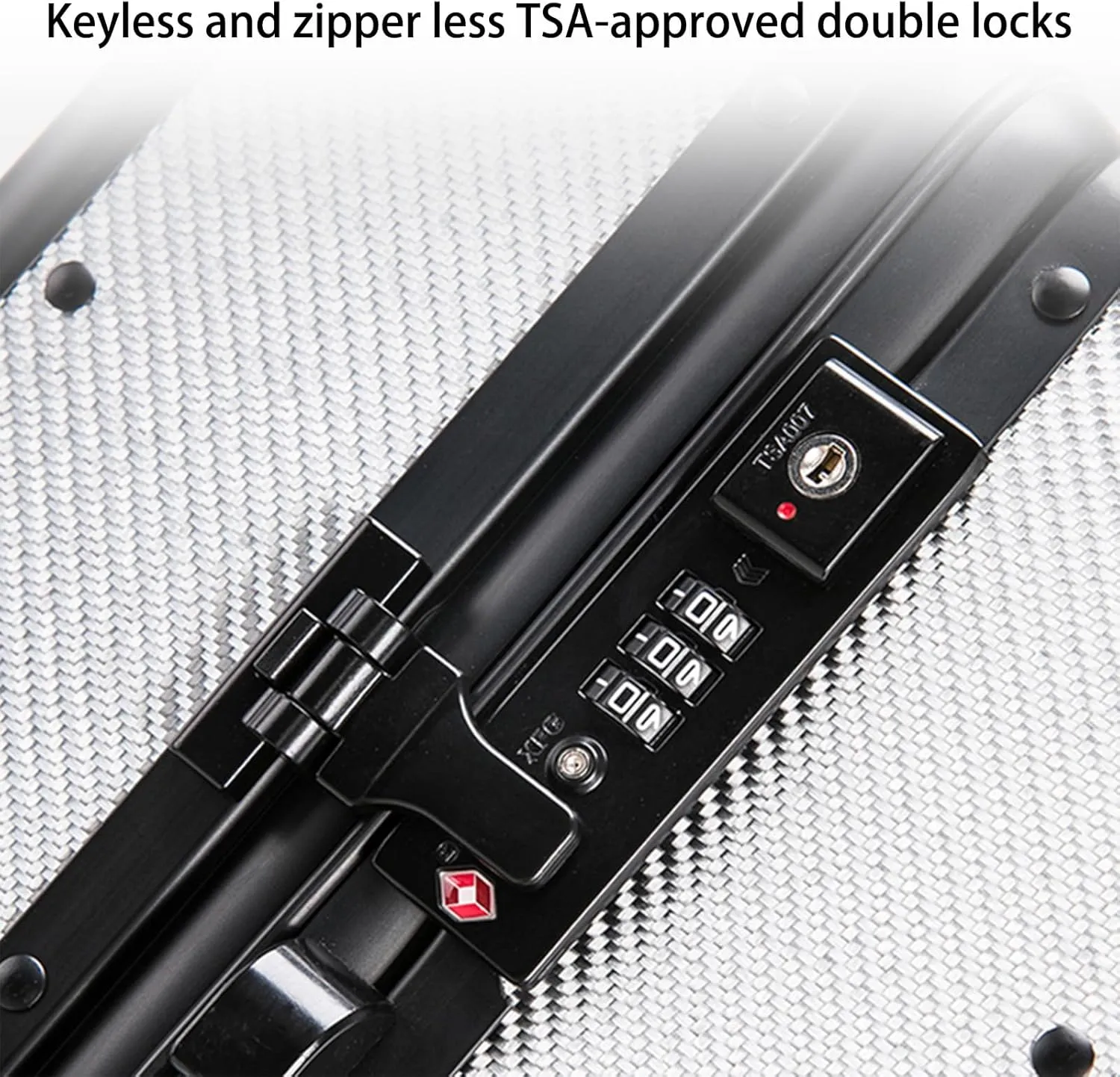 Carbon Fiber Carry-on Luggage TSA Customs Lock Zipperless Silent Rotary Wheel Business Suitcase Aluminum Frame (trellis design black, 20 '')