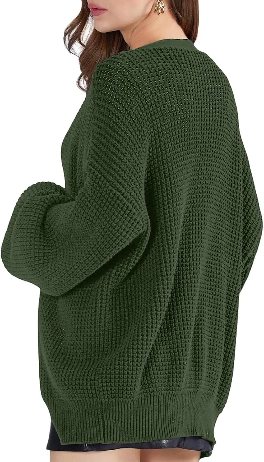 Cardigans for Women Loose Coat Button Down Long Sleeve Oversized Knit Cardigans Casual Soft Drape Fall Cardigan