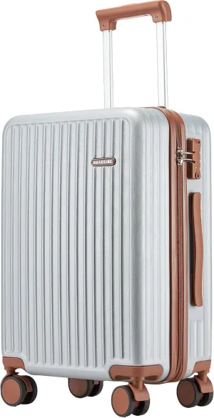 Carry on Luggage Airline Approved, Hardside Carry-on Suitcase with Spinner Wheels, Hard Shell Lightweight Small Travel Luggage with TSA Lock (Silvery, 20 IN)