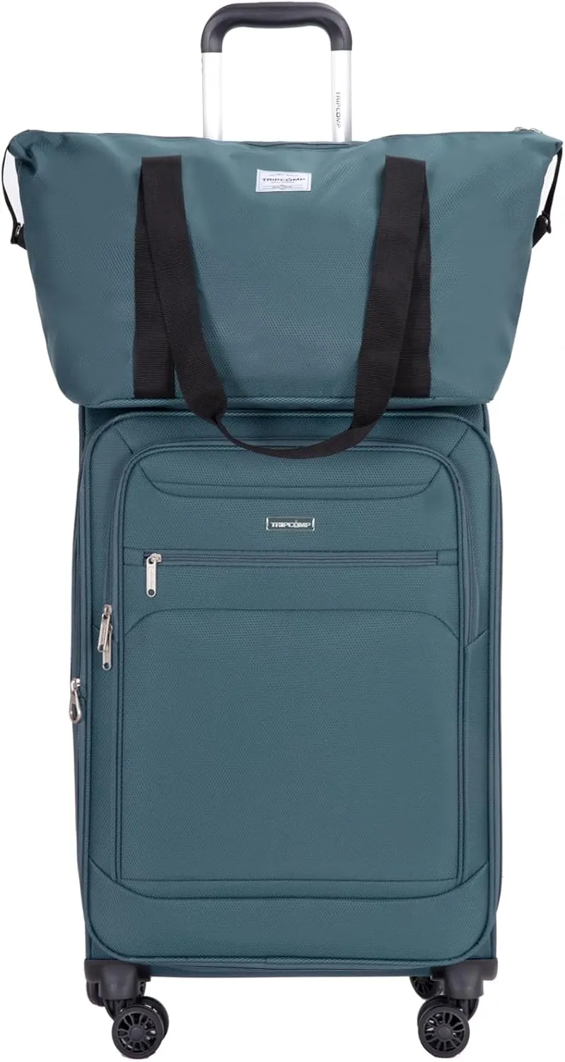 Carry-on Luggage Sets 3 Piece Softside Lightweight Suitcase With Spinner Wheels Duffel Bag And Toiletry Bag(10" 16" 18"), Dark Green