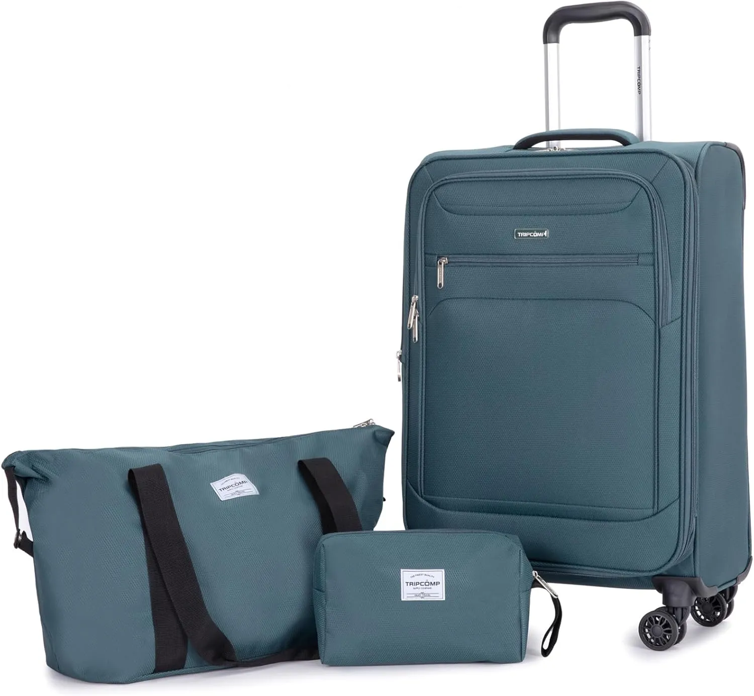 Carry-on Luggage Sets 3 Piece Softside Lightweight Suitcase With Spinner Wheels Duffel Bag And Toiletry Bag(10" 16" 18"), Dark Green
