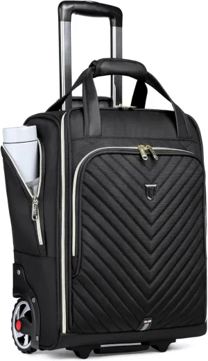 Carry-On Underseat Luggage with Wheels,18 inch Carry-on Luggage for Airlines,Underseat Lightweight Suitcase for Women,Softside Overnight Luggage for Business Travel