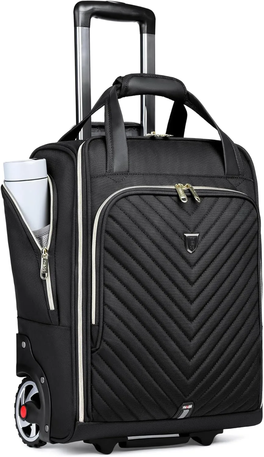 Carry-On Underseat Luggage with Wheels,18 inch Carry-on Luggage for Airlines,Underseat Lightweight Suitcase for Women,Softside Overnight Luggage for Business Travel