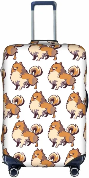 Cartoon Pomeranian Dog Travel Box Protective Cover,Travel Luggage Cover,Suitcase Protector Fits 18-32 In,Suitcase Cover