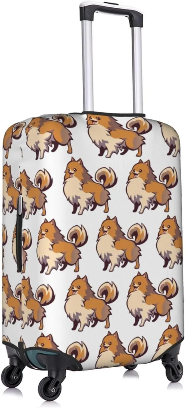 Cartoon Pomeranian Dog Travel Box Protective Cover,Travel Luggage Cover,Suitcase Protector Fits 18-32 In,Suitcase Cover