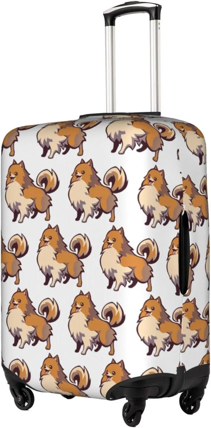 Cartoon Pomeranian Dog Travel Box Protective Cover,Travel Luggage Cover,Suitcase Protector Fits 18-32 In,Suitcase Cover