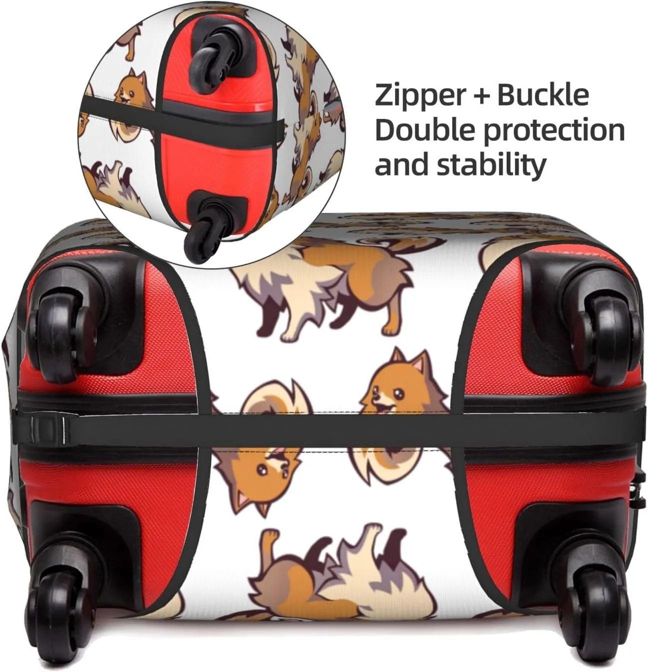 Cartoon Pomeranian Dog Travel Box Protective Cover,Travel Luggage Cover,Suitcase Protector Fits 18-32 In,Suitcase Cover
