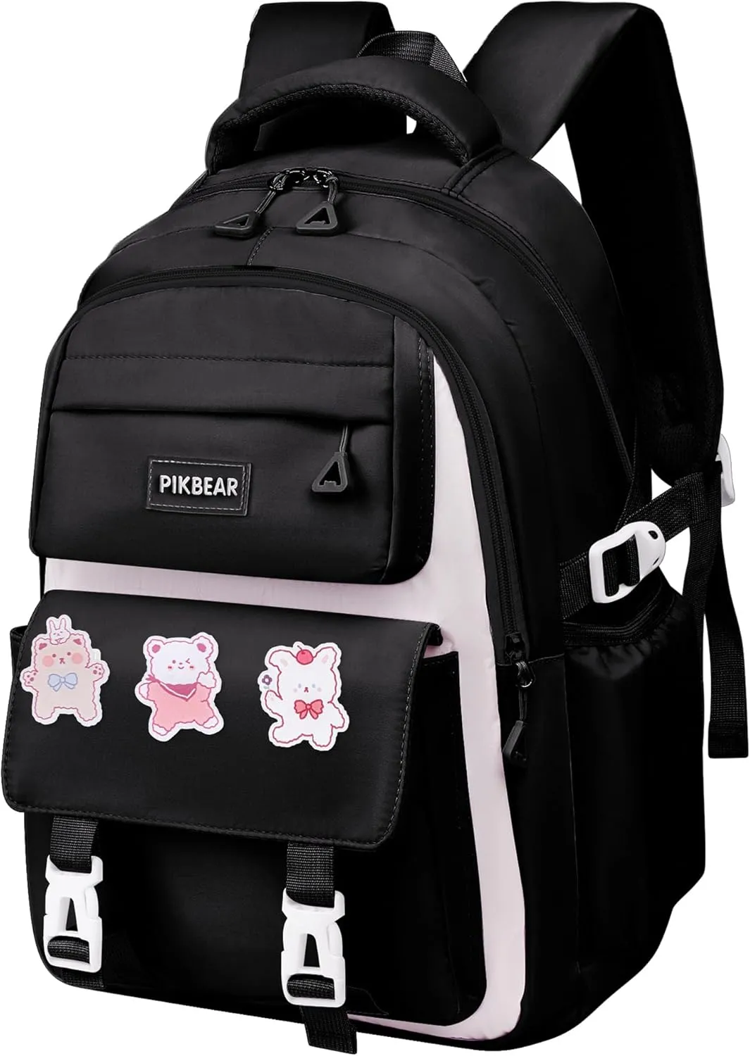 Cartoon School Backpack for Boys -Kids School Bags Bookbag with Stationery Set,Pins,ID Badge Holder for Boys Girls Kid Teen (Black)