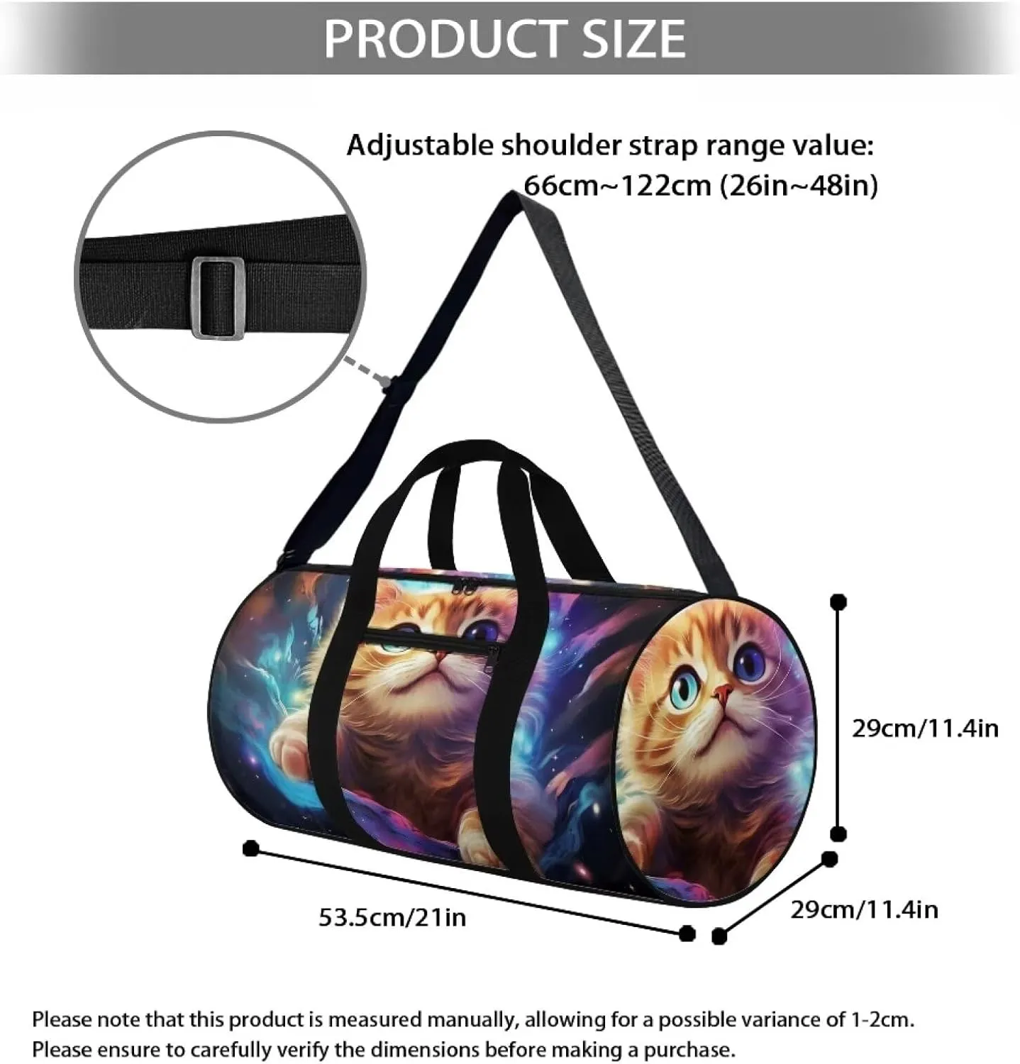 Cat Galaxy Travel Duffle Bag, Waterproof Weekender Bag Carry On Tote Bags for Women, Travel Essentials Sport Gym Bag Hospital Bag for Labor and Delivery, Overnight Bag Luggage Bag