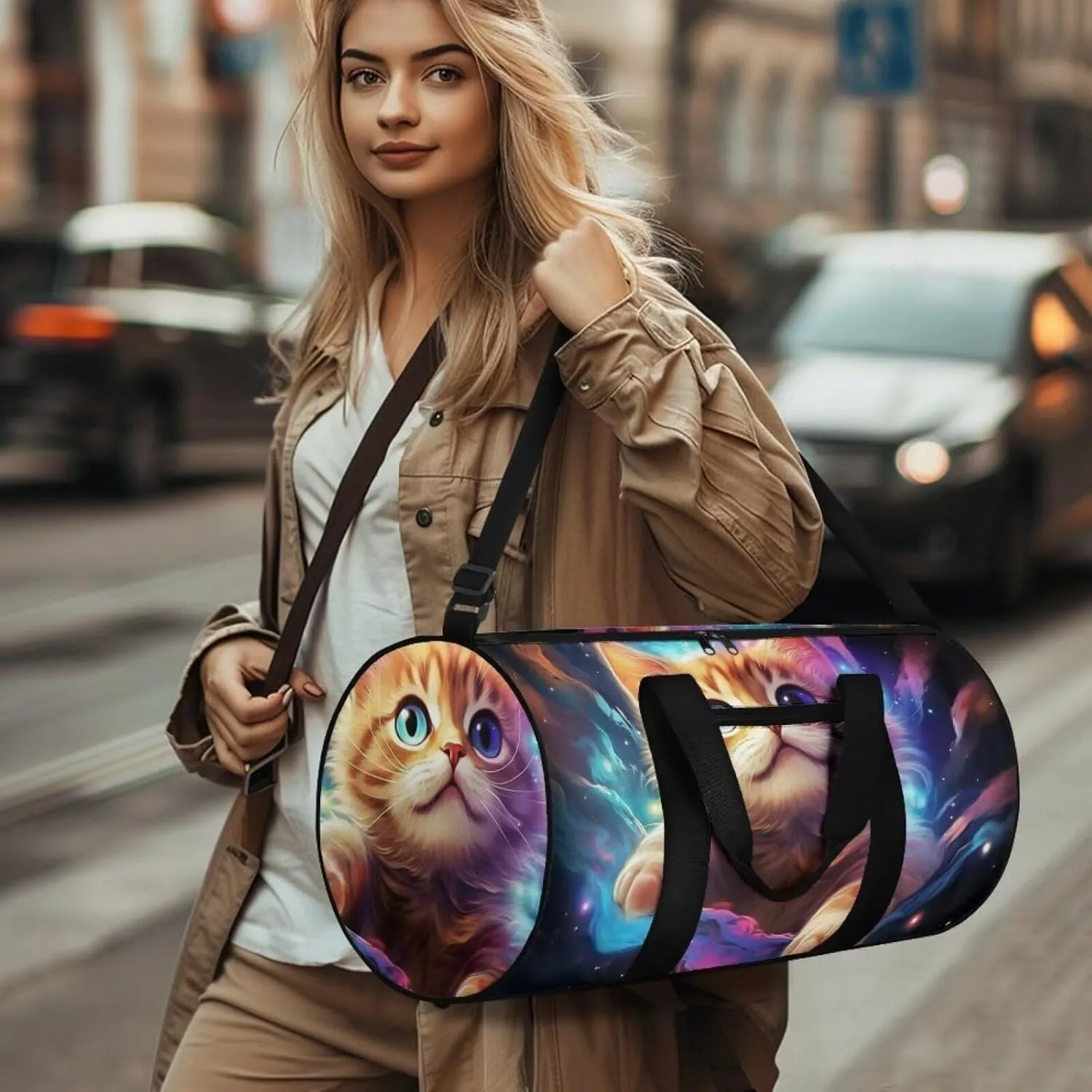 Cat Galaxy Travel Duffle Bag, Waterproof Weekender Bag Carry On Tote Bags for Women, Travel Essentials Sport Gym Bag Hospital Bag for Labor and Delivery, Overnight Bag Luggage Bag