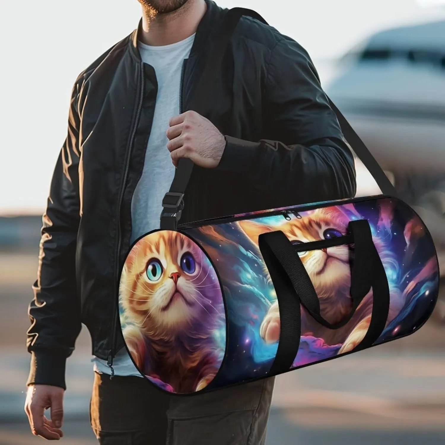 Cat Galaxy Travel Duffle Bag, Waterproof Weekender Bag Carry On Tote Bags for Women, Travel Essentials Sport Gym Bag Hospital Bag for Labor and Delivery, Overnight Bag Luggage Bag