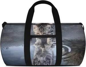 Cat Print Tiger 55L Sports Duffle Bags Large Gym Duffel Bag Workout Bag for Women - Grey