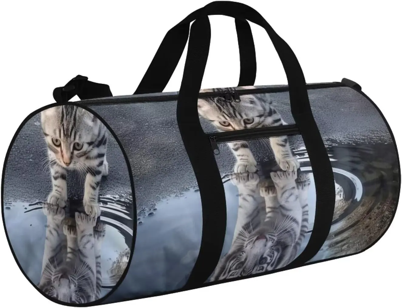 Cat Print Tiger 55L Sports Duffle Bags Large Gym Duffel Bag Workout Bag for Women - Grey