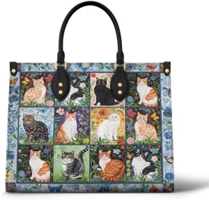 Cat Veganique Leather Tote Bag, Handbag, Work Tote Bags For Women, Office Work
