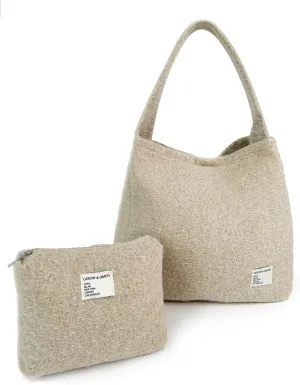 CATCHY & CRAFTY Tote Bag for Women - Plush Large Hobo Gym Bag for Workout, Yoga, Travel - Fluffy Fleece