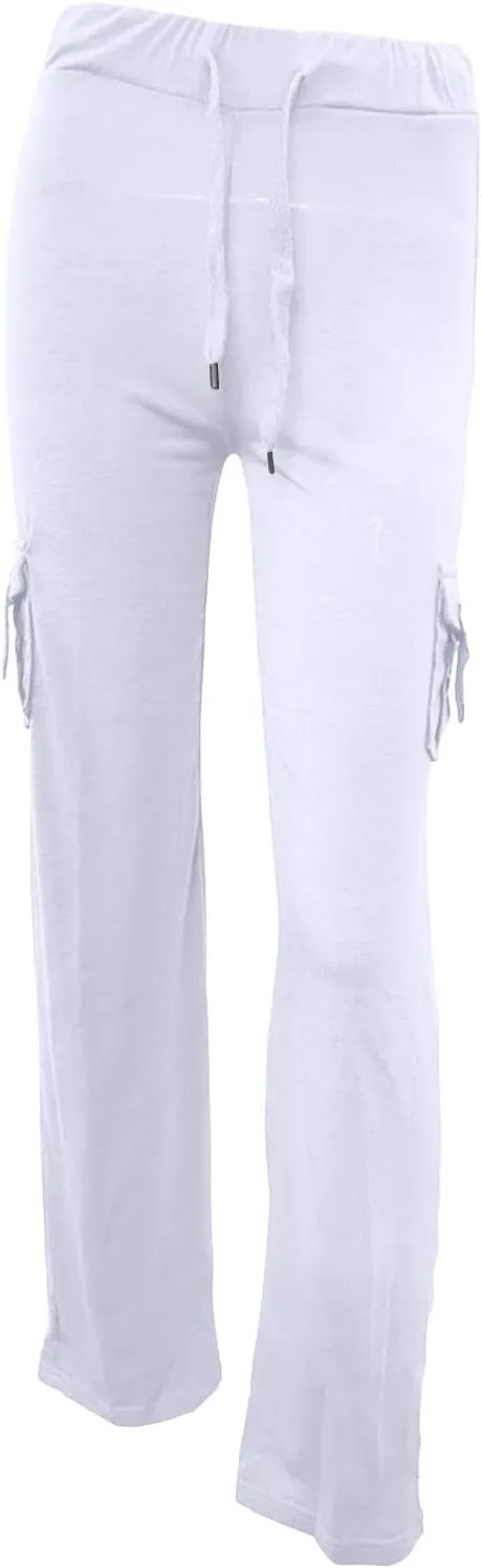 Ceboyel Womens Wide Leg Cargo Pants High Waist Pockets Jogger Pants Drawstring Relaxed Fit Cargo Pants Ladies Lounge Pants