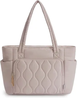 Ceneda Tote Bags For Women with Water Bottle Band Fit for Stanley Cup, Quilted Tote Bags with Wet Pocket and Compartment