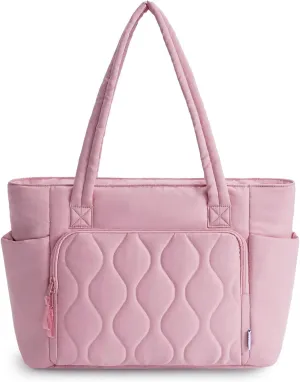 Ceneda Tote Bags For Women with Water Bottle Band Fit for Stanley Cup, Quilted Tote Bags with Wet Pocket and Compartment