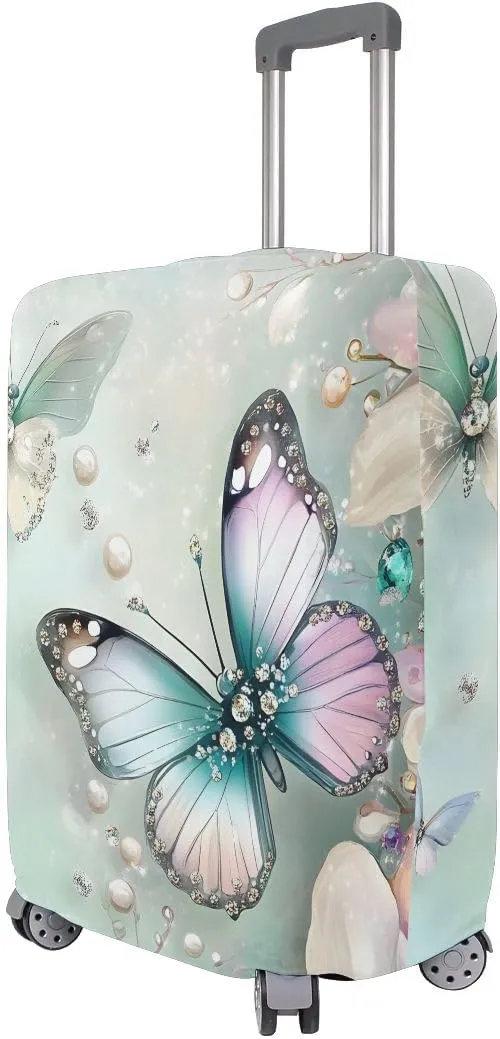 CHIFIGNO Beautiful Butterflies Flowers Large Luggage Cover with Concealed Zipper Suitable for 18-32 Inch L Fits 26-28 Inch