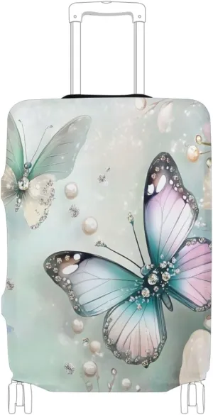 CHIFIGNO Beautiful Butterflies Flowers Large Luggage Cover with Concealed Zipper Suitable for 18-32 Inch L Fits 26-28 Inch