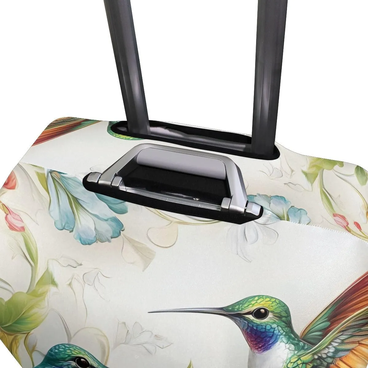 CHIFIGNO Beautiful Hummingbirds Flowers Luggage Dust Cover with Concealed Zippers for 18-32 Inch Luggage L Fits 26-28 Inch
