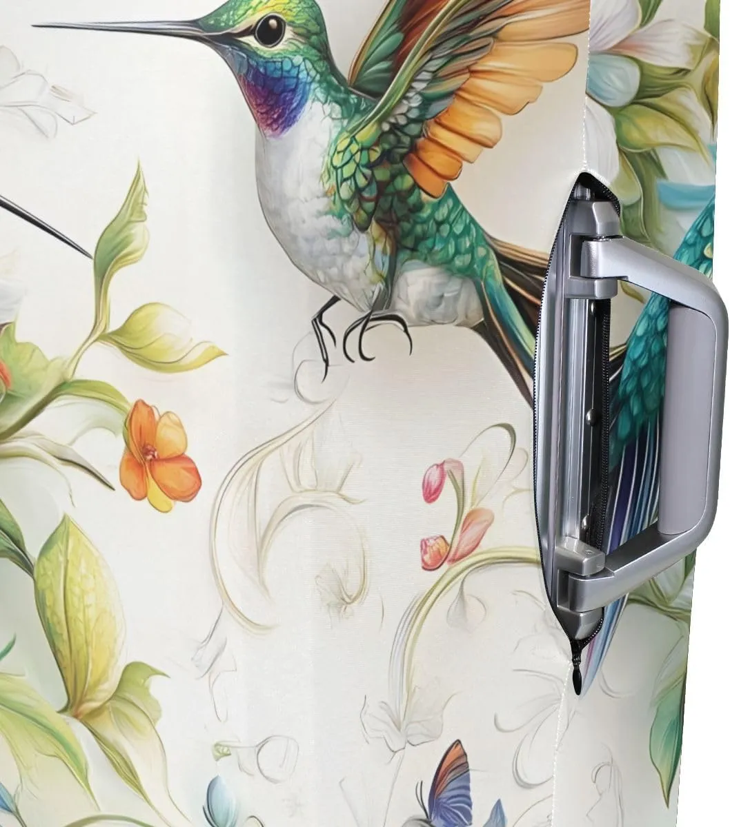 CHIFIGNO Beautiful Hummingbirds Flowers Luggage Dust Cover with Concealed Zippers for 18-32 Inch Luggage L Fits 26-28 Inch