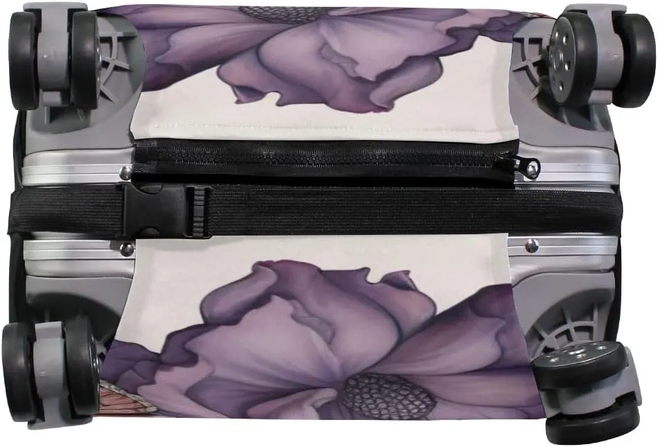 CHIFIGNO Butterfly and Flowers Suitcase Protective Cover Elastic Luggage Cover with Concealed Zippers for 18-32 Inch Luggage L Fits 26-28 Inch