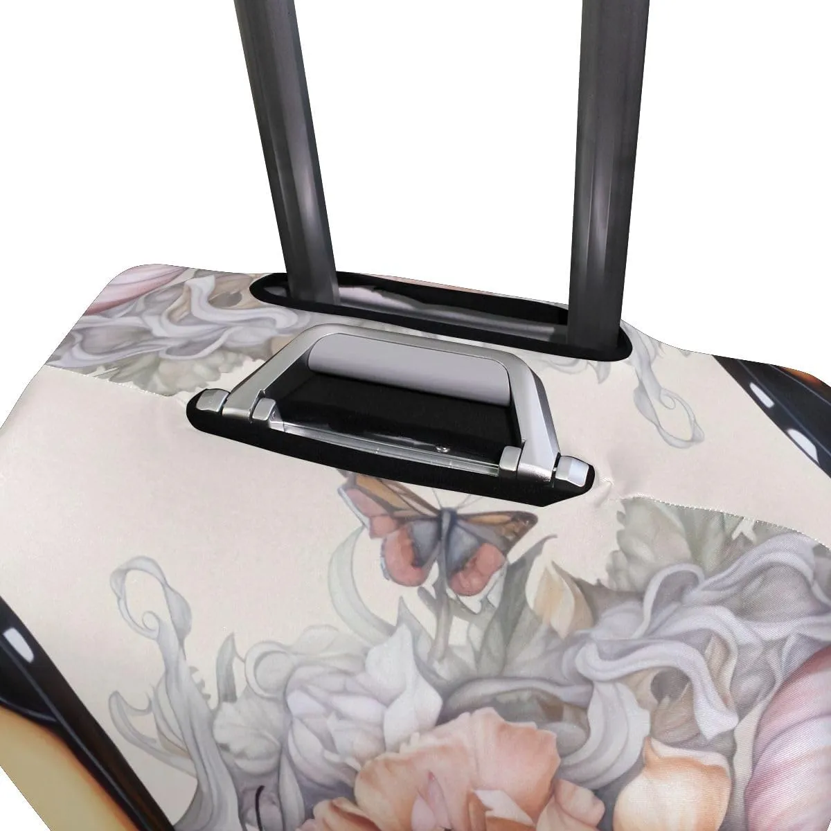 CHIFIGNO Butterfly and Flowers Suitcase Protective Cover Elastic Luggage Cover with Concealed Zippers for 18-32 Inch Luggage L Fits 26-28 Inch
