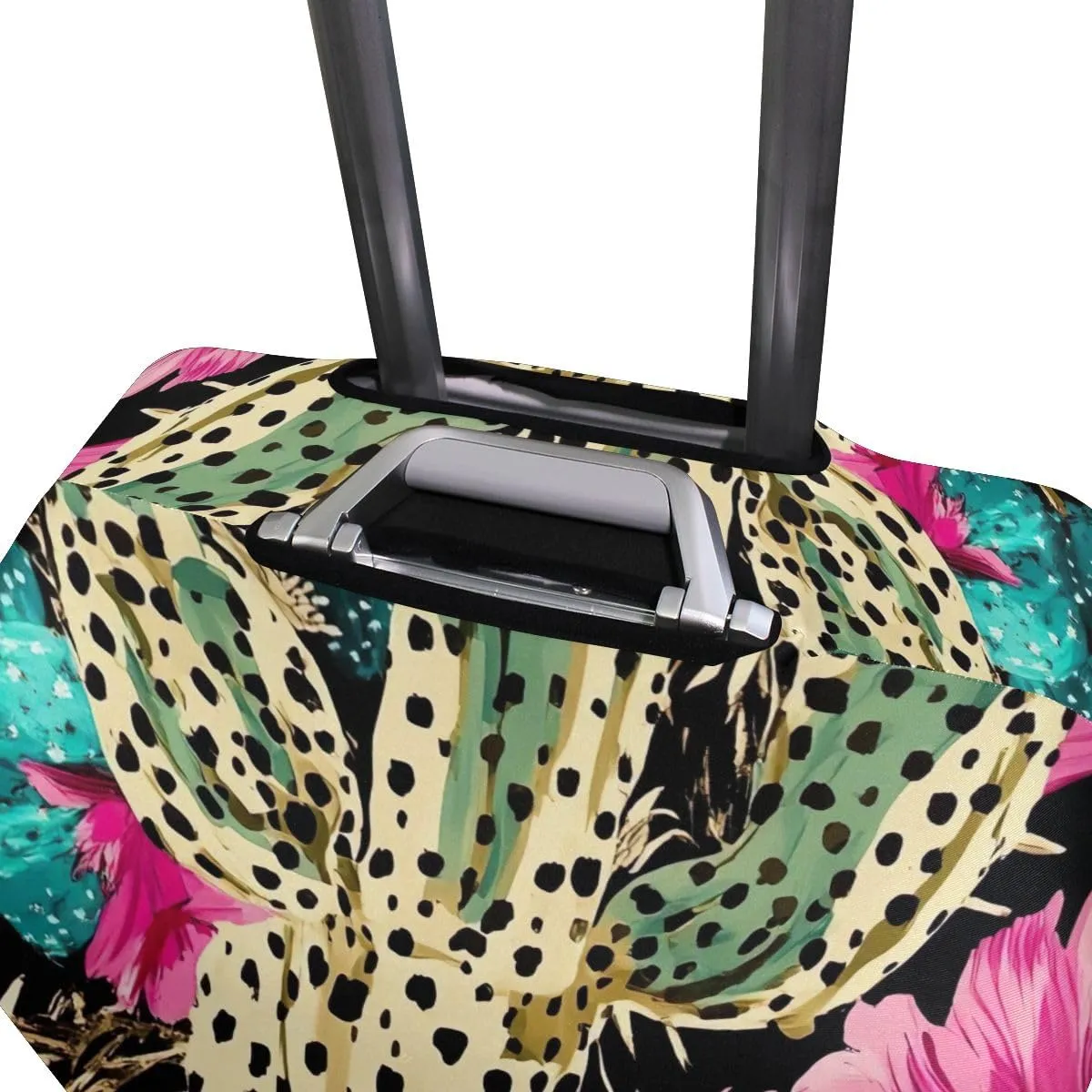 CHIFIGNO Cactus Flowers Leopare Cover for Luggage Travel Fits 18-32 Inch Luggage L Fits 26-28 Inch