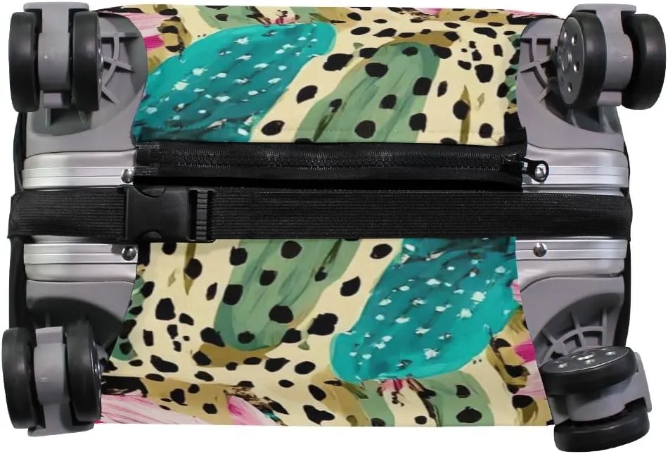 CHIFIGNO Cactus Flowers Leopare Cover for Luggage Travel Fits 18-32 Inch Luggage L Fits 26-28 Inch