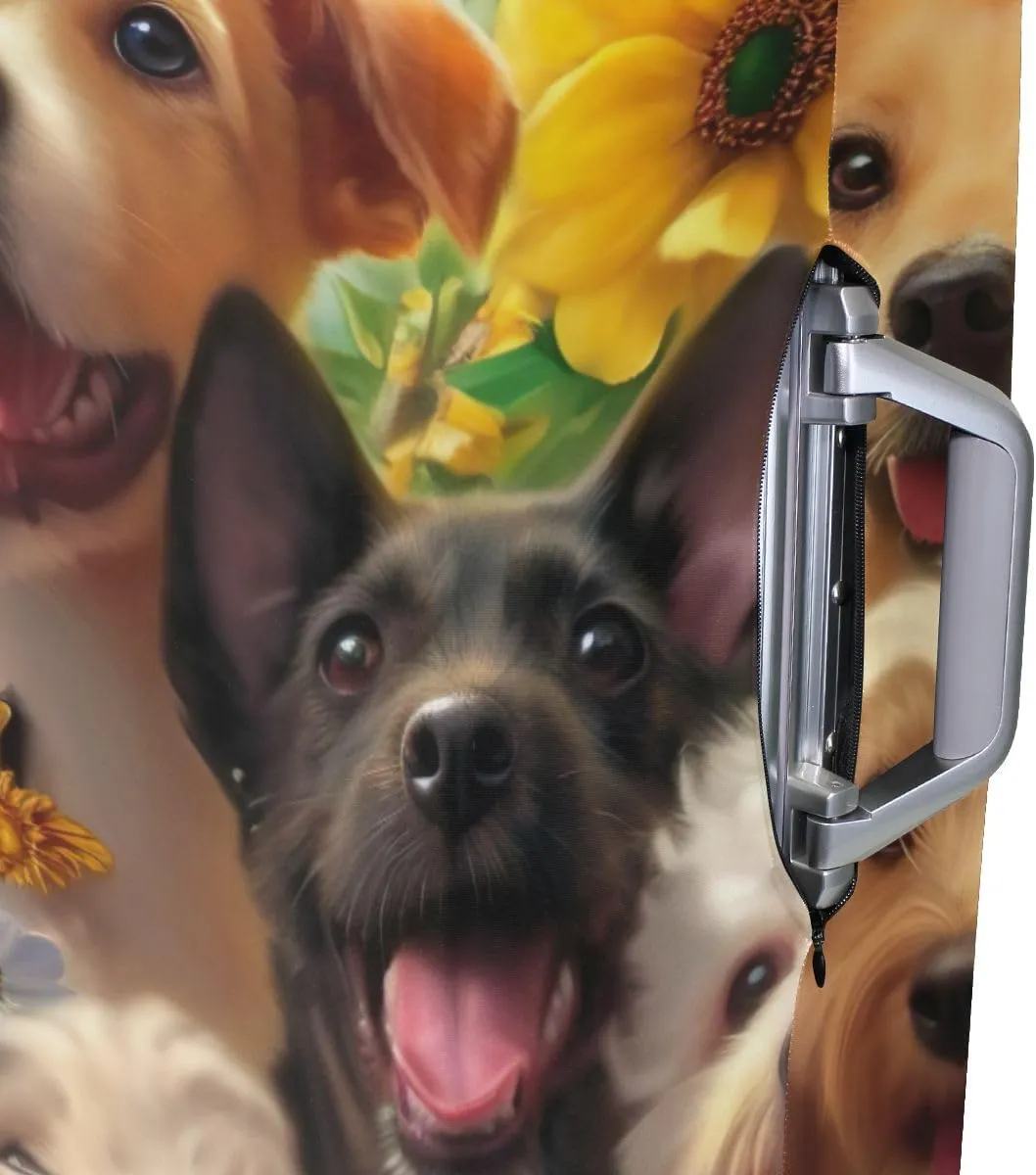 CHIFIGNO Dogs with Flowers Travel Bag Cover Luggage Covers Protectors Fits 18-32 Inch Luggage L Fits 26-28 Inch