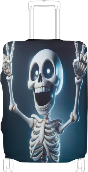CHIFIGNO Skeleton Victory Gesture Travel Bag Cover Luggage Covers Protector Fits 18-32 Inch Luggage L Fits 26-28 Inch
