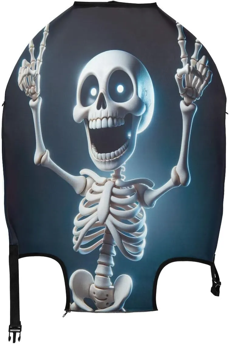 CHIFIGNO Skeleton Victory Gesture Travel Bag Cover Luggage Covers Protector Fits 18-32 Inch Luggage L Fits 26-28 Inch