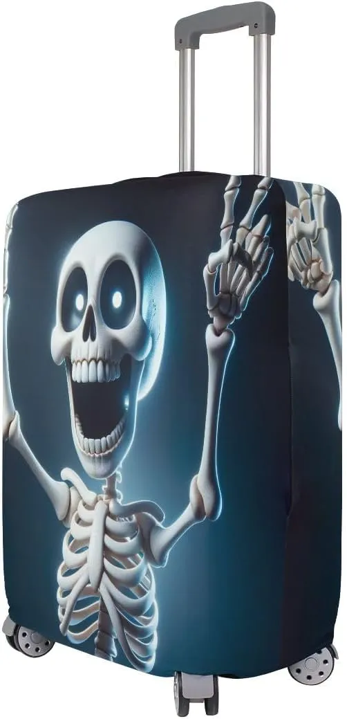 CHIFIGNO Skeleton Victory Gesture Travel Bag Cover Luggage Covers Protector Fits 18-32 Inch Luggage L Fits 26-28 Inch