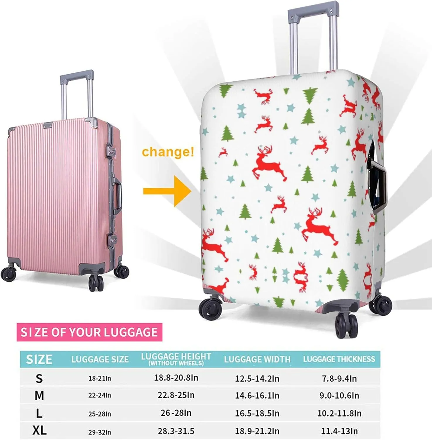 Christmas Holiday Travel Box Protective Cover,Travel Luggage Cover,Suitcase Protector Fits 18-32 In,Suitcase Cover
