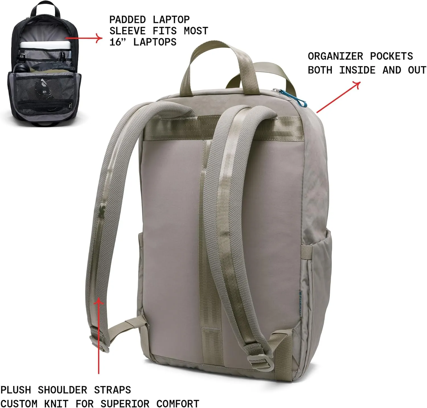 Chrome Industries Highline Backpack – Travel Bag for Men and Women with Plush Shoulder Straps, Recycled Materials, Laptop Sleeve – Sage