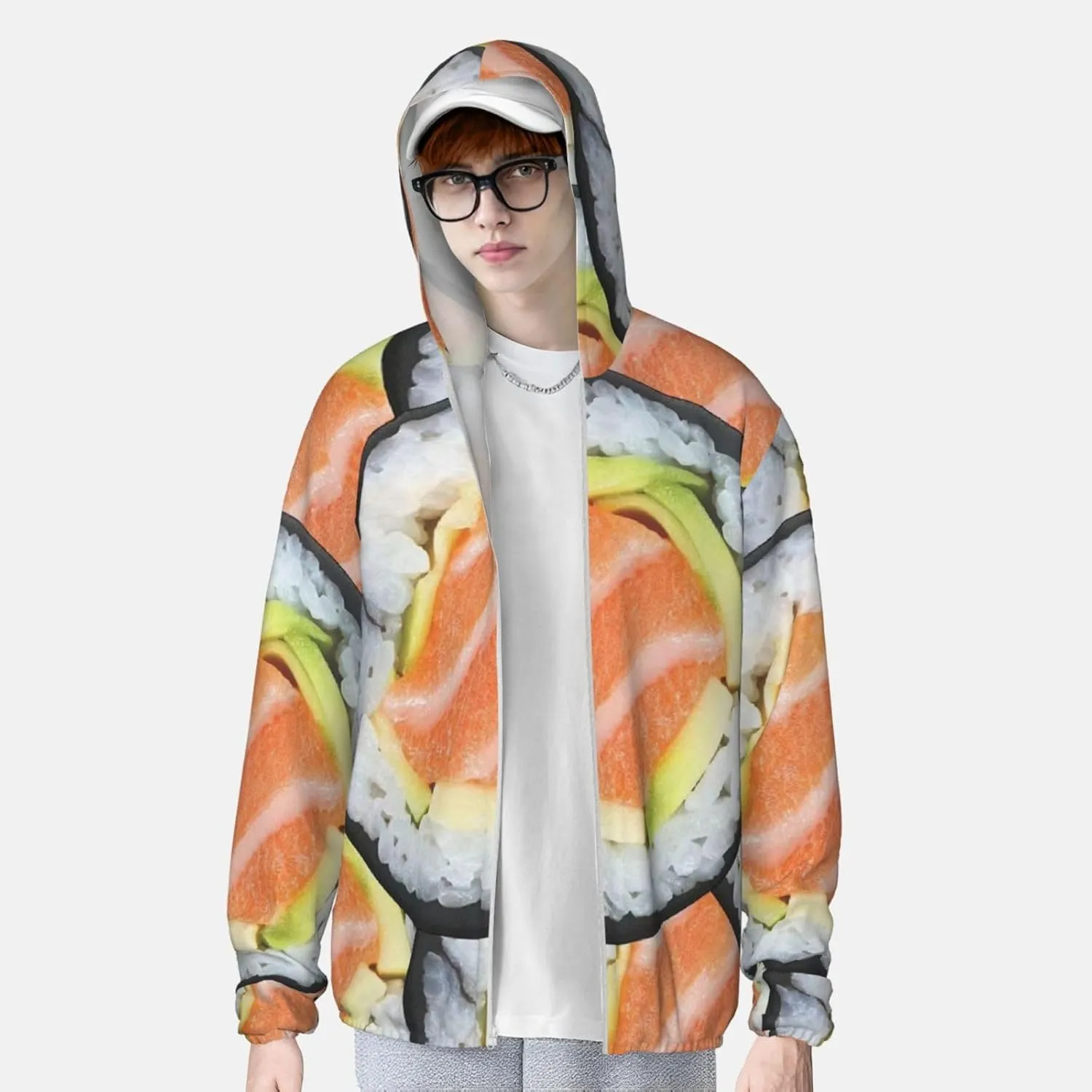 Cinnamon Roll Sun Protection Hoodie Full Zip Shirts Jacket With Pockets For Hiking Outdoor Running For Women Men