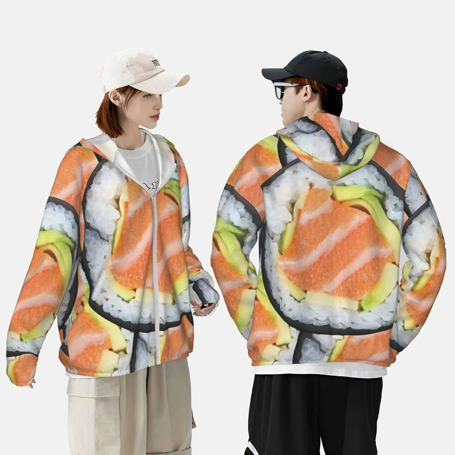 Cinnamon Roll Sun Protection Hoodie Full Zip Shirts Jacket With Pockets For Hiking Outdoor Running For Women Men